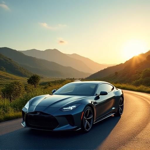 Sasakyan na nakaparada sa mahabang daanan