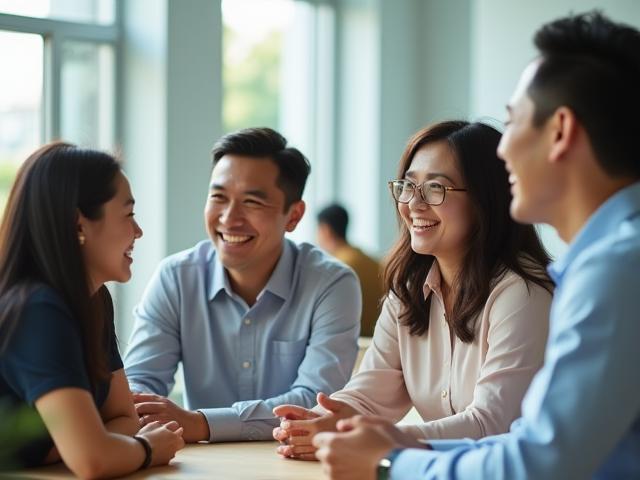 Team ng Balangay Bird Cars na nakangiti sa modernong opisina, simbolo ng pagtutulungan at dedikasyon.